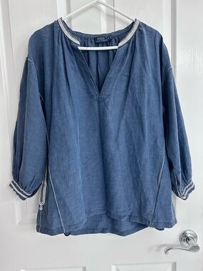 Polo by Ralph Lauren Indigo/Denim V-Neck Tunic Blouse
